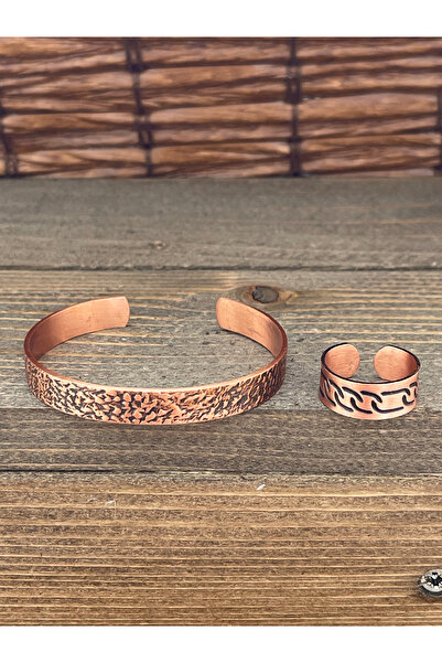 Rupen Kraft Adjustable Measure Pure Copper Bracelet Ring Set Copper Bracelet Copper Ring Set