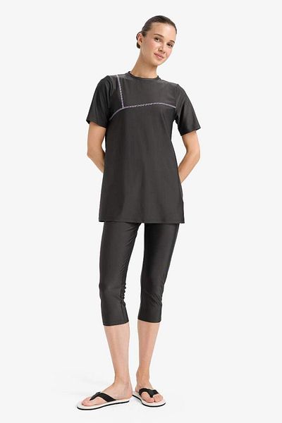DeFacto New Season Regular Fit 4-Piece Quick Dry Burkini Hijab Basic Plain Swimsuit Set