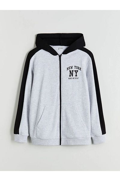 LC Waikiki Lcw Kids Gray Hooded Boys Tracksuit Set