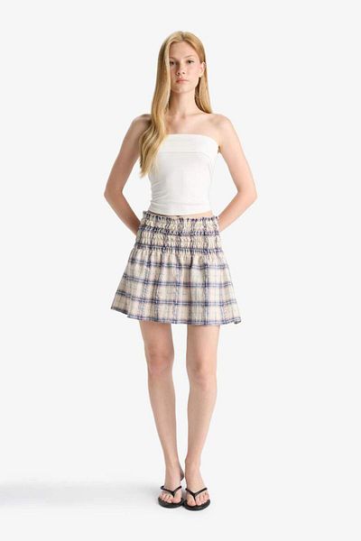 DeFacto New Season Coool A-Line Checked Mini Skirt