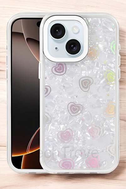 TechTrove Case for iPhone 15 Colorful Heart Pattern Shockproof Ultra Luxury Cover