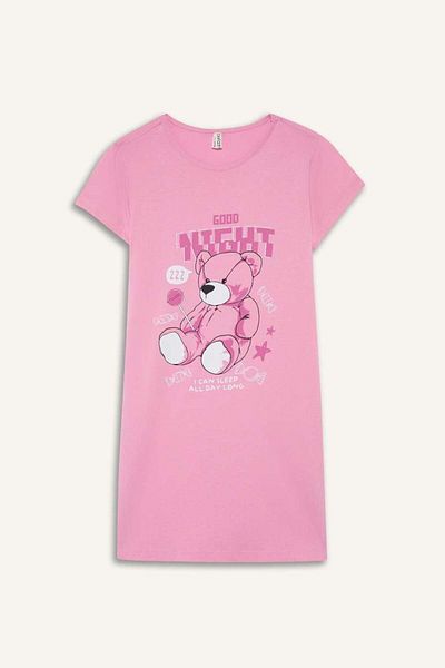 DeFacto New Season Girl's Printed Short Sleeve Nightdress