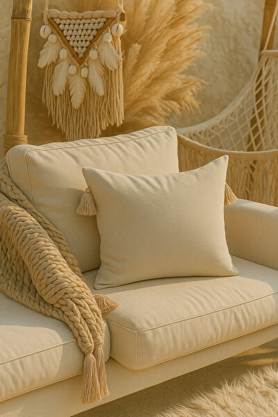 CHİLL Bohemian Throw Pillow |   Organic Linen Fabric |   Siliconized Fiber Filler |   7 Measure |   Vacuum Packaging