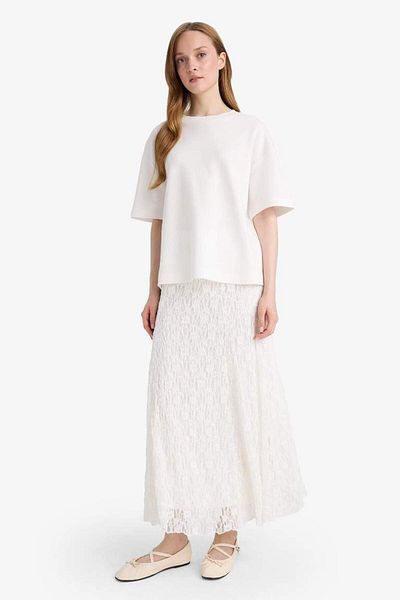 DeFacto New Season Lace White Maxi Skirt