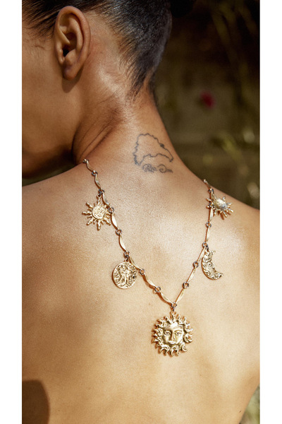 Bo Takı ve Aksesuar Güneş ve ay ikili zincir kolye seti