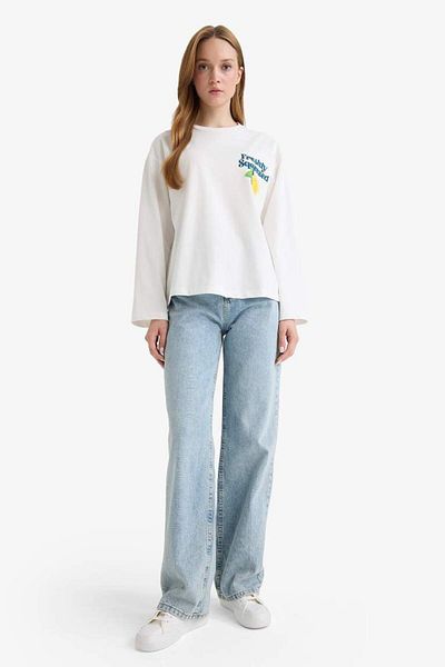 DeFacto New Season Loose Fit Crew Neck Back Printed Sweatshirt Tunic