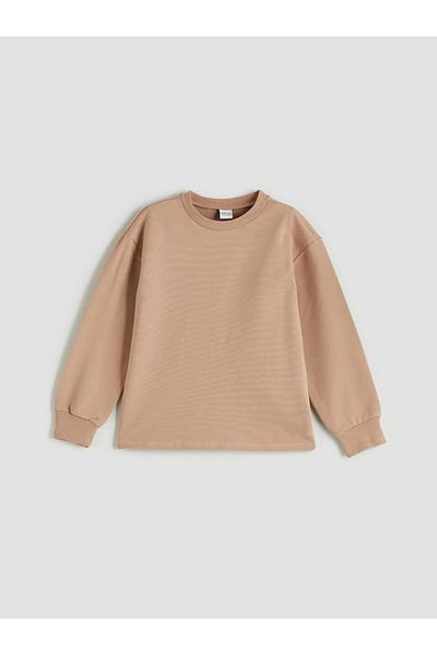 LC Waikiki Lcw eco beige bicycle collar girl's sweatshirt and leggings