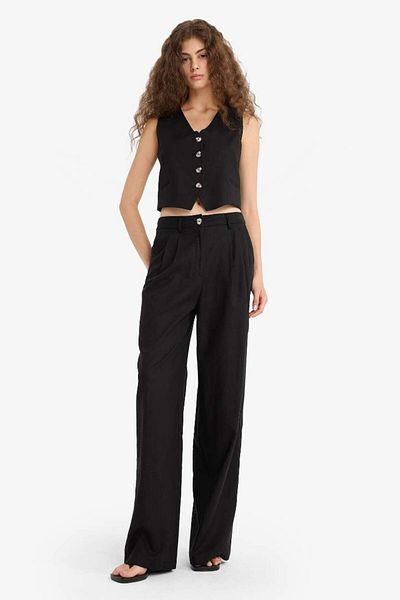 DeFacto New Season V-Neck Linen Blended Blazer Vest