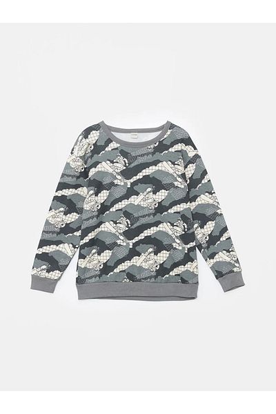 LC Waikiki Lcw Kids Gray Crew Neck Printed Boys Tracksuit Set