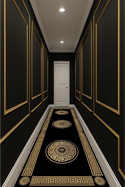 LovisaHome Lüks Altın Desenli Dijital Baskı Salon Halısı