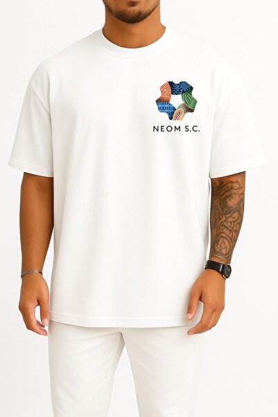 Bahriyeli Collection تي شيرت نسائي كبير الحجم بتصميم جيب كرة القدم السعودي من...