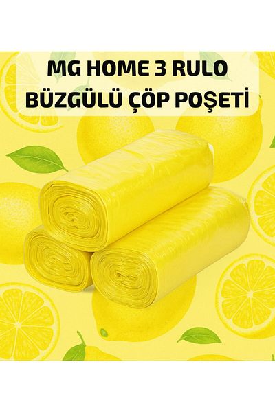 MG HOME 3 Pack 3X10 Drawstring Garbage Bag Medium 55X60 40 Lt Drawstring Garbage Bag Lemon Scented Garbage Bag