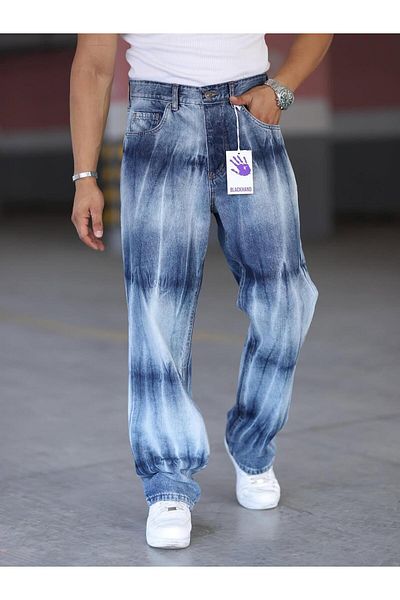 Z1MAN Blue Striped Baggy Trousers