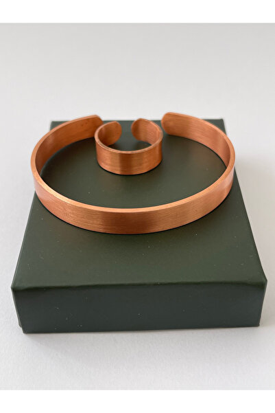 Rupen Kraft Unisex adjustable 100% pure copper bracelet stylish copper ring combination handmade bracelet ring