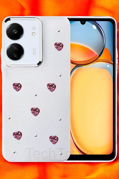 TechTrove حافظة هاتف Xiaomi Redmi 13C غطاء سيليكون شفاف لامع بتصميم لاصق لامع