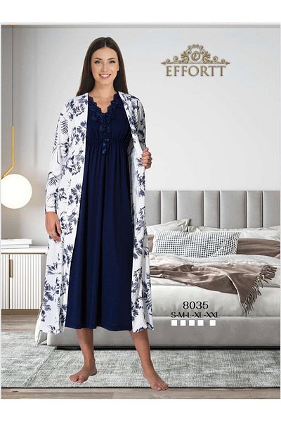 EM&FA TEKSTİL Pregnant Maternity Nightgown Set with Robe