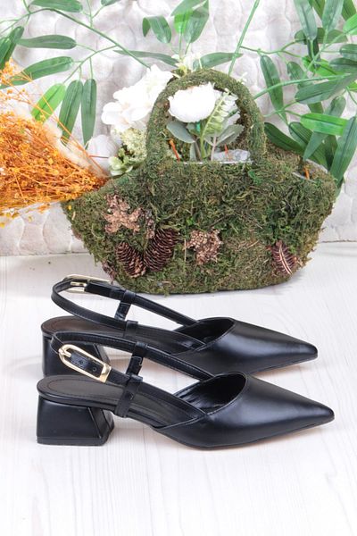 fort 35126 Ceyn Skin Open Back Thick Heeled Pointed Toe Women's Shoes