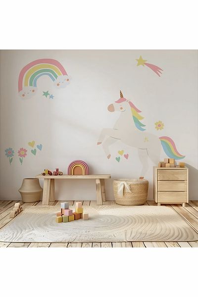 Grafikup Rainbow Wall Sticker Set - Kids Room Wall Decor Set