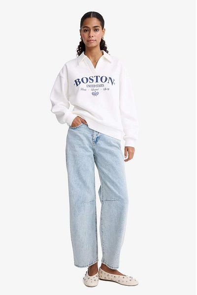 DeFacto New Season Relax Fit Polo Neck Printed Thick Sweatshirt