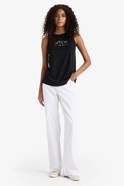 DeFacto Tricou cu decolteu tip Crew cu imprimeu Relax Fit de sezon nou