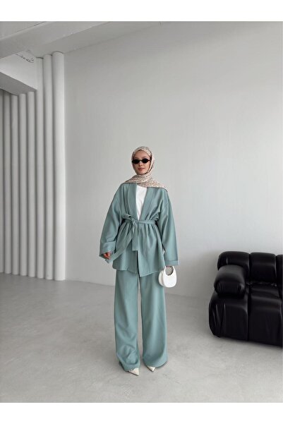 New Lune Women's Wear Belt-Tie Bottom Top Set, Double Set