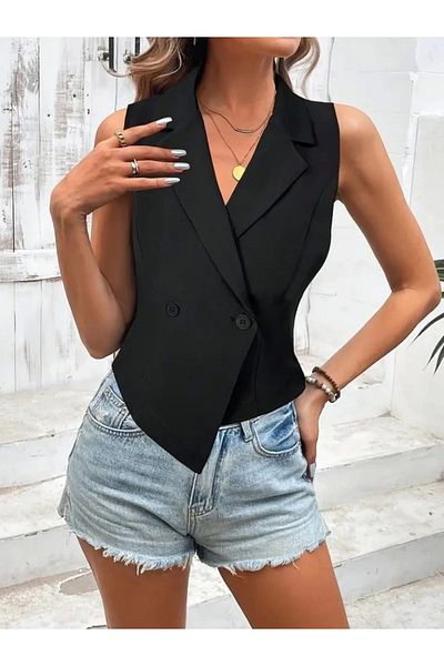 ZEYKAS Women's Sleeveless Collar Side Button Atlas Vest