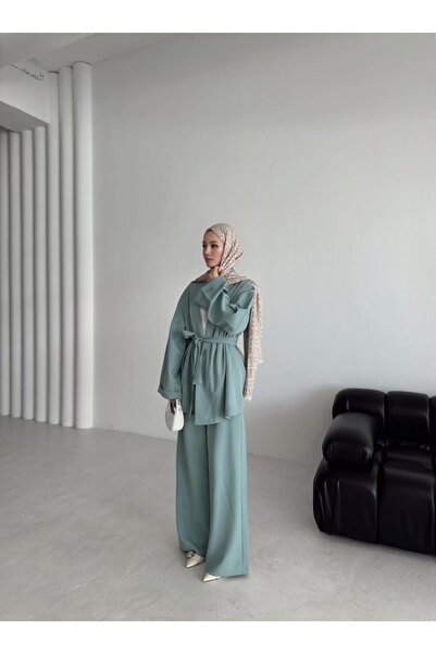 New Lune Women's Wear Belt-Tie Bottom Top Set, Double Set