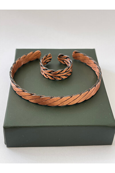 Rupen Kraft سوار من النحاس النقي 100% قابل للتعديل للجنسين، مجموعة خواتم نحاس...