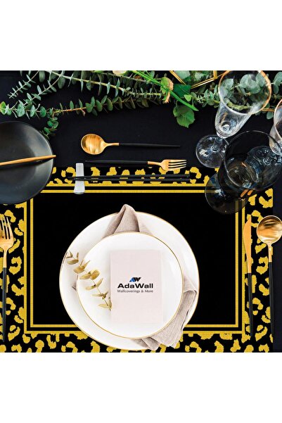 Adawall Black Bust Detailed American Service Set of 4 35X50Cm (Linen, Nation. Washing and Fading Certificate)