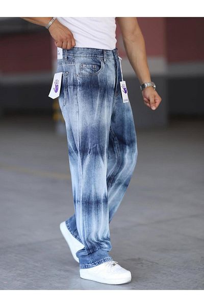 Z1MAN Blue Striped Baggy Trousers