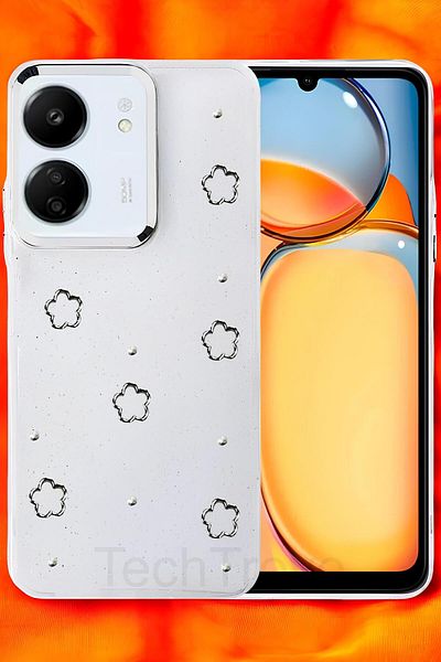TechTrove حافظة هاتف Xiaomi Redmi 13C غطاء سيليكون شفاف لامع بتصميم لاصق لامع