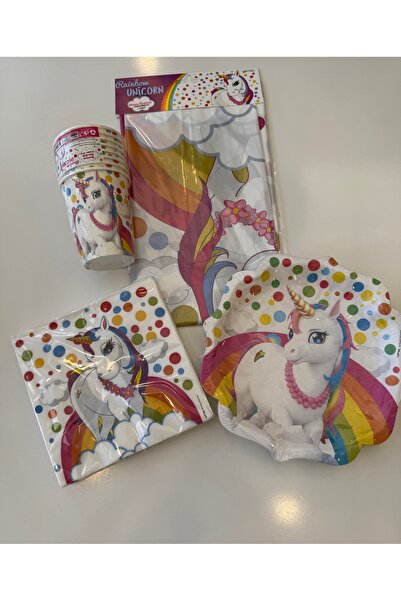balloon park Unicorn Masa Örtüsü-Tabak-Bardak-Peçete Doğum Günü Seti
