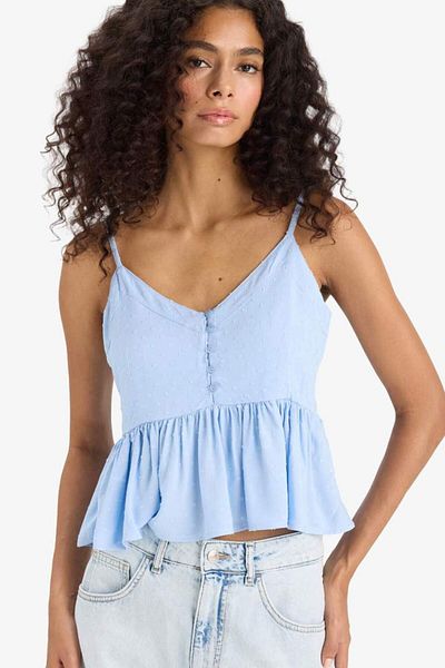 DeFacto New Season Regular Fit V-Neck Viscose Strap Blouse