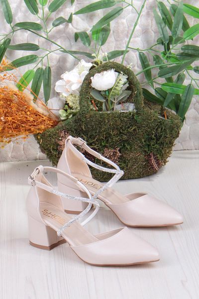 fort 08-80 Stone Piping Cross Strap Low Heeled Women's Shoes