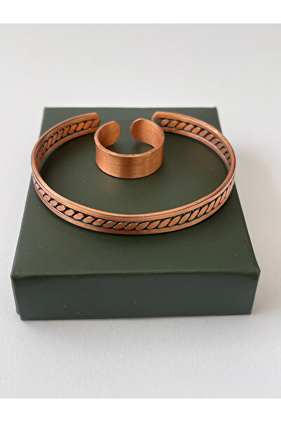 Rupen Kraft سوار من النحاس النقي 100% قابل للتعديل للجنسين، مجموعة خواتم نحاس...