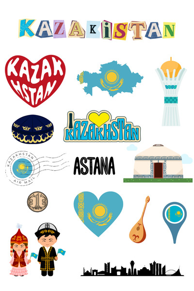 ANSHA CRAFTS Kazakistan Sticker Seti Bullet Journal - Ajanda - Planner - Deft...