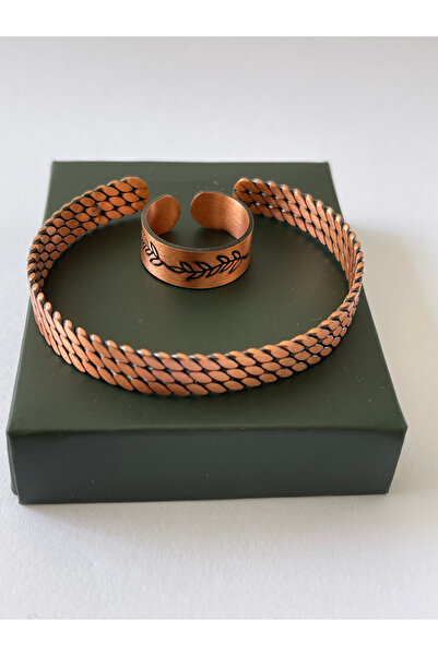 Rupen Kraft سوار من النحاس النقي 100% قابل للتعديل للجنسين، مجموعة خواتم نحاس...