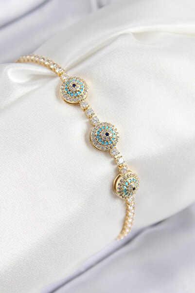 Leyaton Lwlhmrs-Ieg Ieg ™   Brass Zircon Stone Evil Eye Model Gold Color Wome...