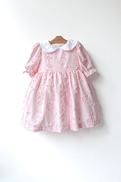 Baby Animals Kız Bebek Kız Çocuk Doğum Günü Parti Düğün Elbise Yarım Kol Astarlı Yakalı Çiçekli Elbise