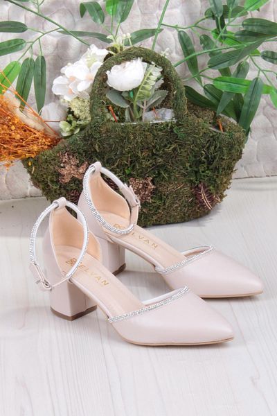 fort 053-11 Piping Stone Ankle Strap Low Heel Women's Shoes