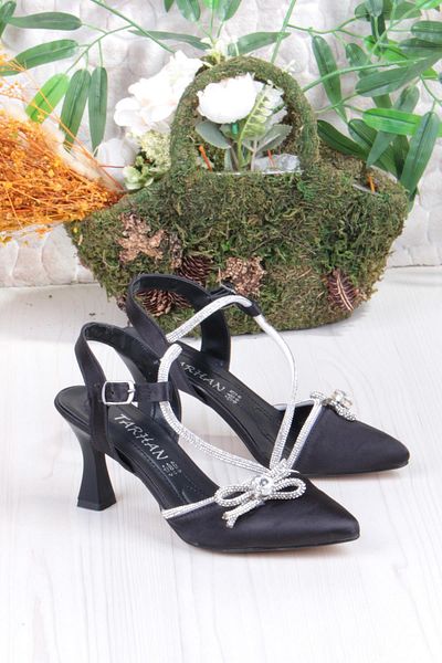 fort 35317 Stone Bow Piping Stone Heeled Evening Dress Shoes Women's Shoes