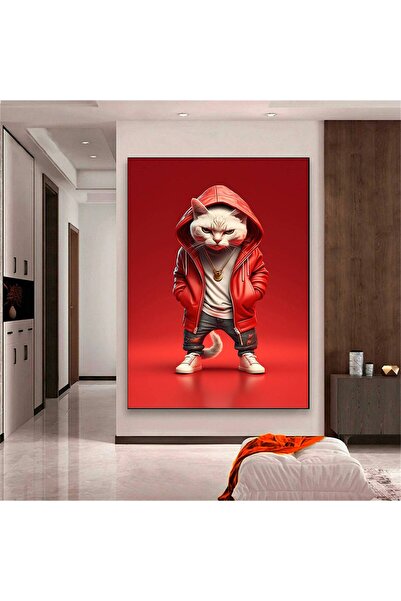idora Kanvas sa bokserom, humoristični pop art poster sa mačkom, zidni dekor ...