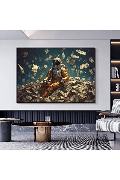 idora Slika na platnu sa novcem i astronautom, zidna umetnost sa printom astr...