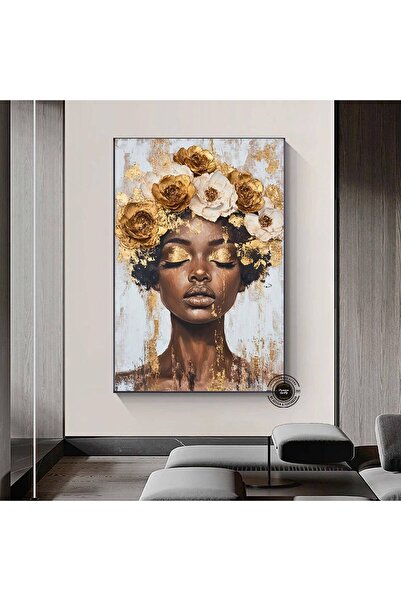idora Siyah kadın çiçek başlığı duvar sanatı, Afrikalı Amerikalı sanatı, Siya...