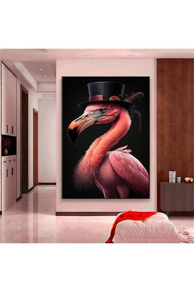 idora Ružičasti flamingo zidna umetnost; Spremno za okačenje