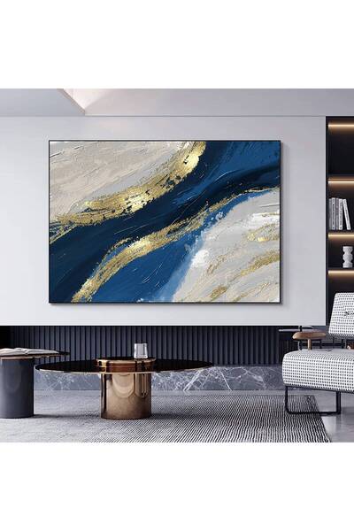 idora Lüks Mermer Duvar Dekoru, Lacivert Duvar Sanatı, Soyut Mermer Duvar San...