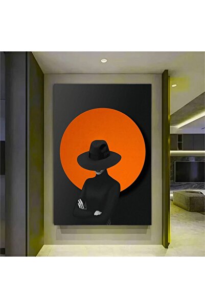 idora Gizemli Siyah Siperlikli Kadın Silueti – Büyük Boy Kanvas Portre