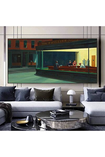 idora Edward Hopper Gece Kuşları Modern Duvar Sanatı, Reprodüksiyon Kanvas, T...