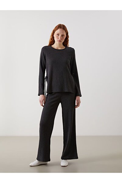 LC Waikiki Lcw Comfort Anthracite Women's Elastic Waist Textured Pants