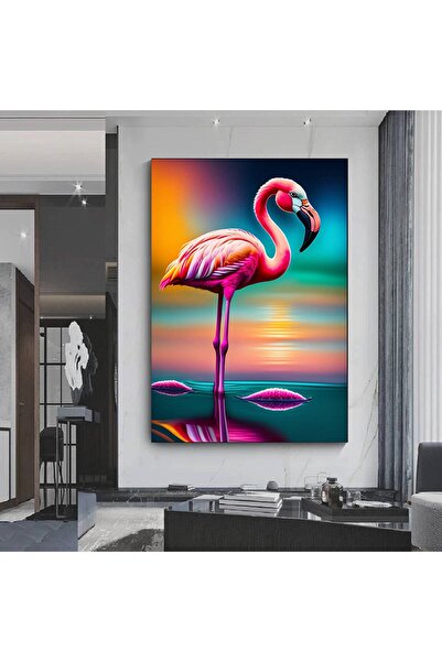 idora Ružičasti flamingo zidna umetnost; Ptičje platno; Spremno za okačenje